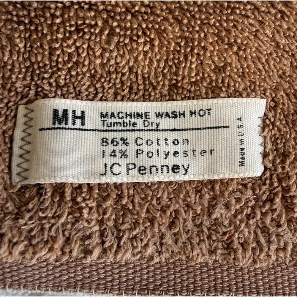 Vintage JCPenney Bath Towel Replacement Brown Tan Burnt Orange Stripe Retro